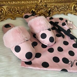 Victoria’s Secret Pink Satin Polka Dot Slipper’s